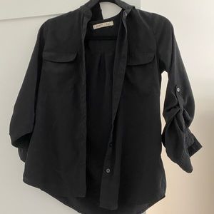 Black button down shirt - silk like material